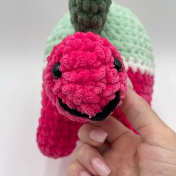 Melonosaurus Amigurumi Handmade Plush Dinosaur Colorful Soft - Picture 7 of 11